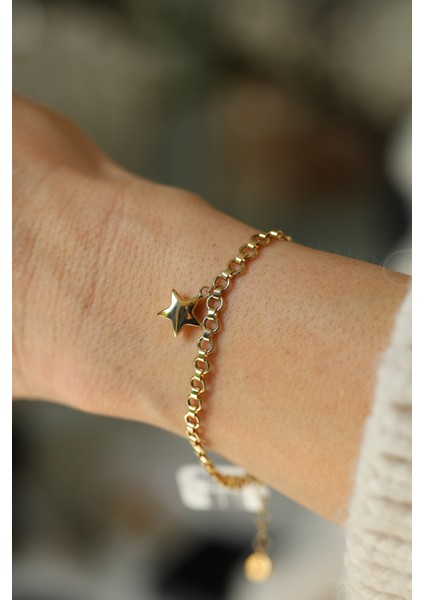 14 Ayar Altın Yıldız Sallantılı Doch Bileklik modelleri
