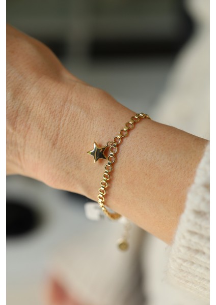 14 Ayar Altın Yıldız Sallantılı Doch Bileklik fırsatları