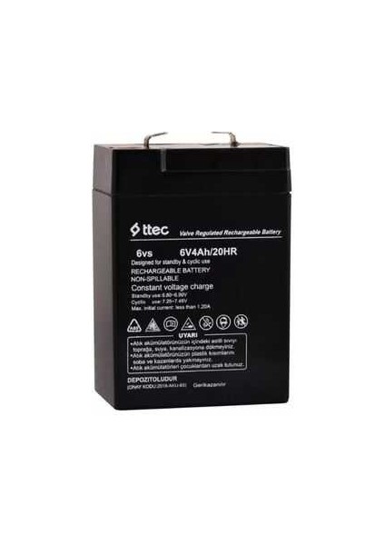 Ttec 6 Volt 4 Amper Alarm/güvenlik Sistemi Için Bakımsız Kuru Akü