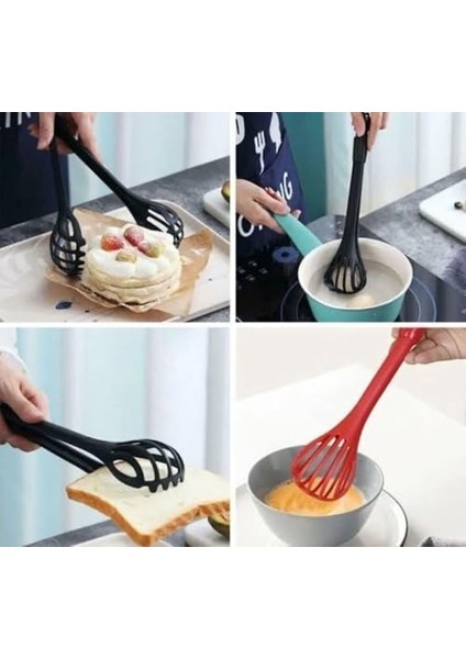 2'si 1 Arada Sihirli Çırpıcı ve Makarna Maşası Pratik Yumurta Sos Krema Karıştırıcı