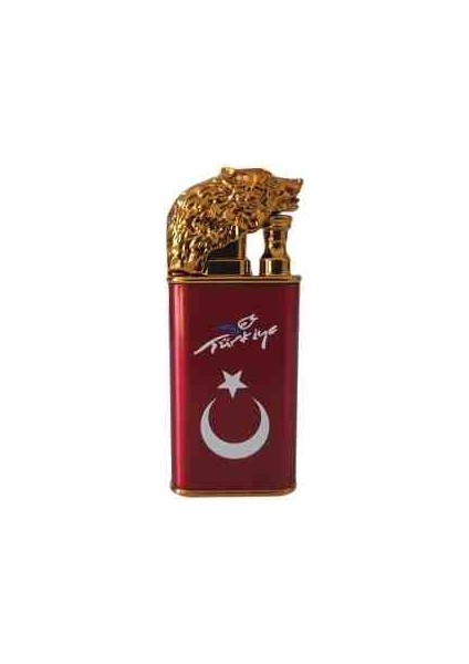 Çift Yanar Çakmak Kurt Figürlü Türk Bayraklı