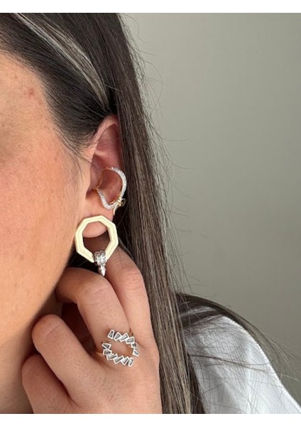Melis Modeli Çokgen Taşlı Küpe fiyatları