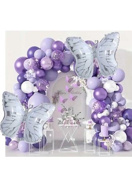 Kelebek Mor Balon Seti