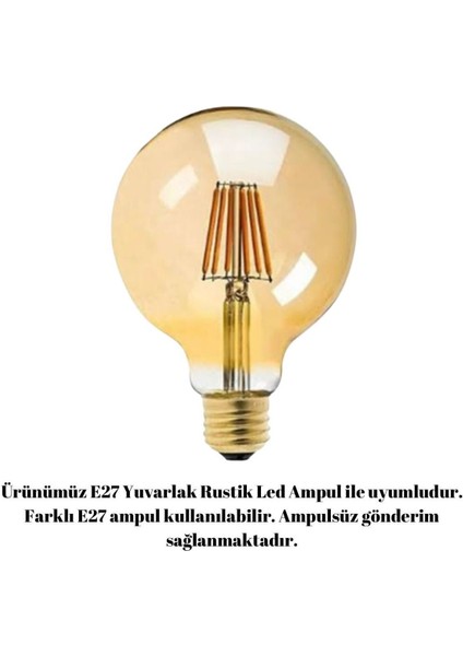 Beton Sarkıt Tekli Avize Bohem E27 Rustik Ampul