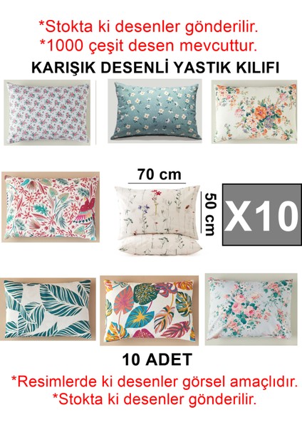 X10 Yastık Kılıfı Karışık Desenli Gündelik Kullanımlık Düğünlük Dağıtmalık Okuluk 50*70 cm Pillowcase