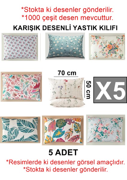 X5 Yastık Kılıfı Karışık Desenli Gündelik Kullanımlık Düğünlük Dağıtmalık Okuluk 50*70 cm Pillowcase