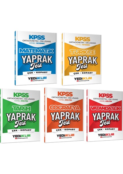 2026 Kpss Ortaöğretim Ön Lisans Yaprak Test Seti 5 Kitap