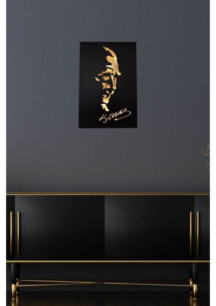 Ahşap Işıklı Atatürk Tablosu