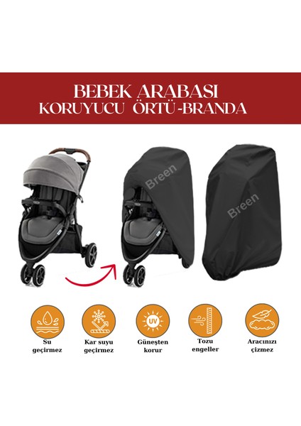 Bebek Arabası Branda- Siyah Koruyucu Örtü, Su Geçirmez, Tozdan Korur
