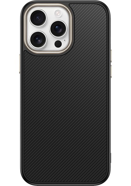 Apple iPhone 15 Pro Max Kılıf M-Safe Şarj Özellikli Karbon Fiber Görünümlü Antina Kapak