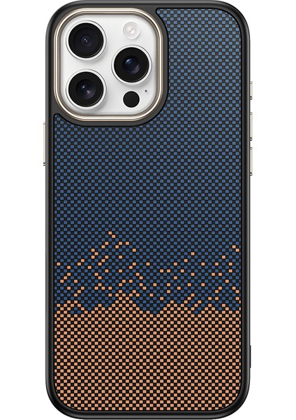 Apple iPhone 15 Pro Max Kılıf M-Safe Şarj Özellikli Karbon Fiber Görünümlü Antina Kapak