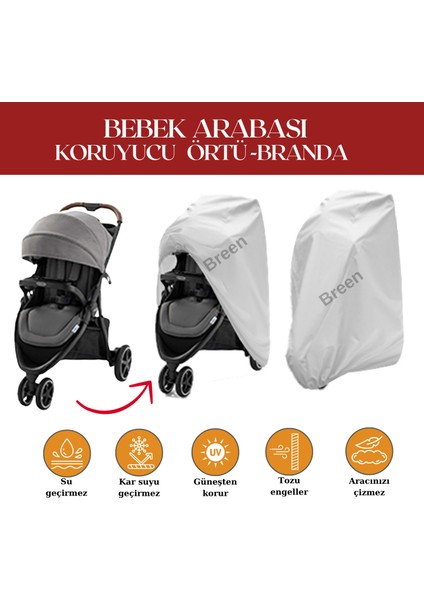 Bebek Arabası Branda- Gri Koruyucu Örtü, Su Geçirmez, Tozdan Korur