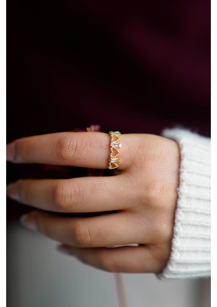 Zarif Kalp Model Ayarlanabilir Gold Kadın Yüzük modelleri