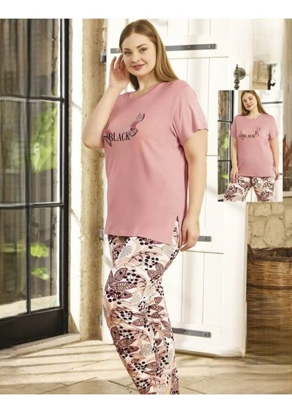 Kısa Kollu Battal Viskon Pijama Takımı 250138