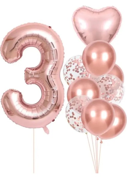 3 Yaş Rakam Folyo Balon Seti