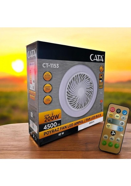 Cata CT-1153 Poyraz Fan LED Ampul Kumandalı Renk Seçenekli 42W