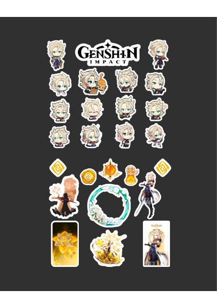 Genshin-Albedo 2 Li Sticker Set Parlak Kağıt-Monstat-Genshin Impact-Oyun Süsleme fiyatları