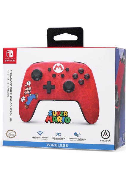 Nintendo Switch Enhanced Kablosuz Oyun Kumandası Gamepad Here We Go Mario