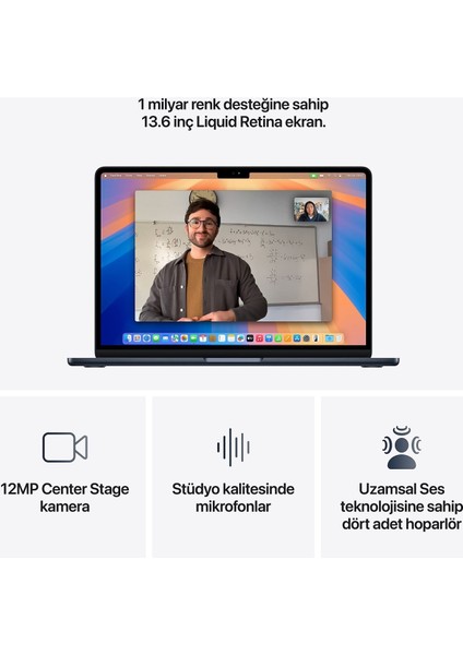 MC6C4TU/A/MACBOOK Air/apple M4 Işlemci (10 Çekirdek Cpu-10 Çekirdek GPU)/24GB RAM/512GB Ssd/13.6"/midnight indirimleri
