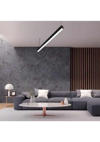 Lineer 100 cm Siyah Kasa Sarkıt Modern LED Avize, Salon, Mutfak, Lineer Avize