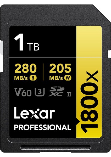 1tb LSD1800001T-BNNNG Sd Professional 1800X Sdxc Uhs-Iı Kart Up To 280MB/S Okuma 210MB/S Yazma Hafıza Kartı
