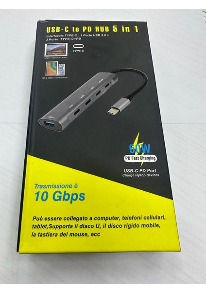 Usb-C Pd Hub 5 In 1 Typec USB 3.0 Pd 3 Port Typec