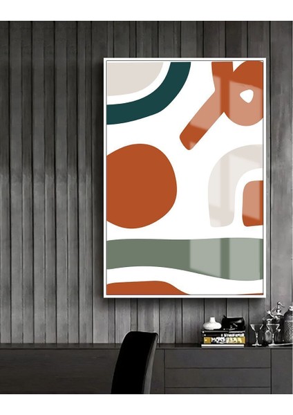 |turuncu-Beyaz-Yeşil Soyut Model 2 |çerçeveli Temperli Cam Tablo Tekli Dikey fiyatları