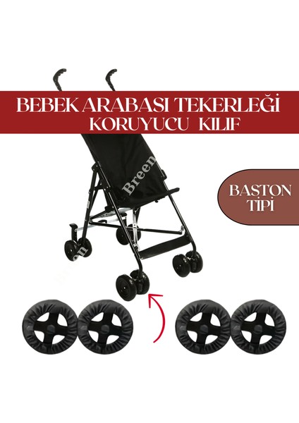 Siyah Baston Bebek Arabası Tekerleği Koruyucu Kılıf, Yer Kaplamaz, Su Geçirmez, Toz Geçirmez