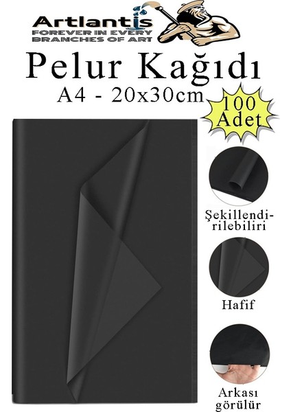 Siyah Pelur Kağıdı 100 Lü 1 Paket A4 Pelur Kagıt Moda Tasarım Tekstil Paketleme Ambalaj Kağıdı Parti Doğum Günü