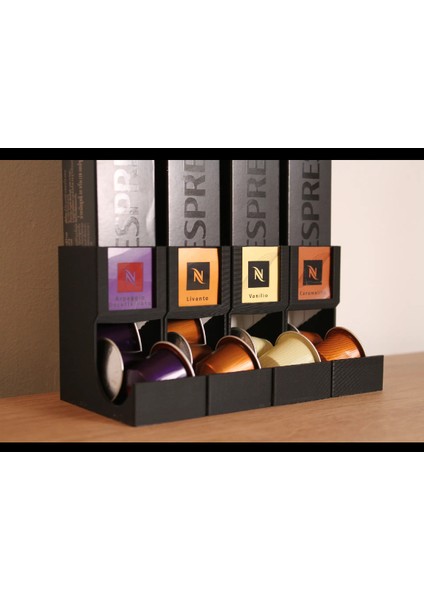 4 Parça Nespresso Kapsül Kahve Standı Organizeri Siyah