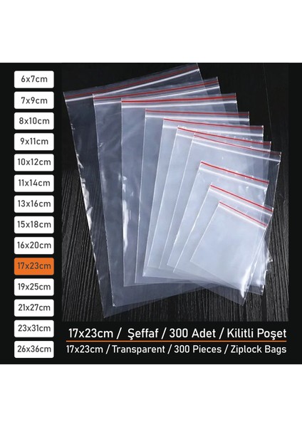 Şeffaf Kilitli Poşet Torba 17X23CM 300 Adet.
