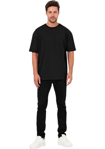 Bisiklet Yaka Basic Renkli T-Shirt Siyah