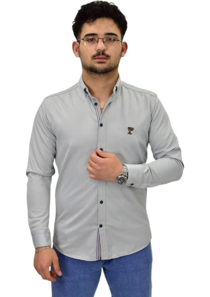 Erkek Spor Silim Fit Uzun Kol Gömlek BGL-ST04483
