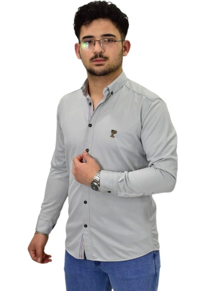 Erkek Spor Silim Fit Uzun Kol Gömlek BGL-ST04483