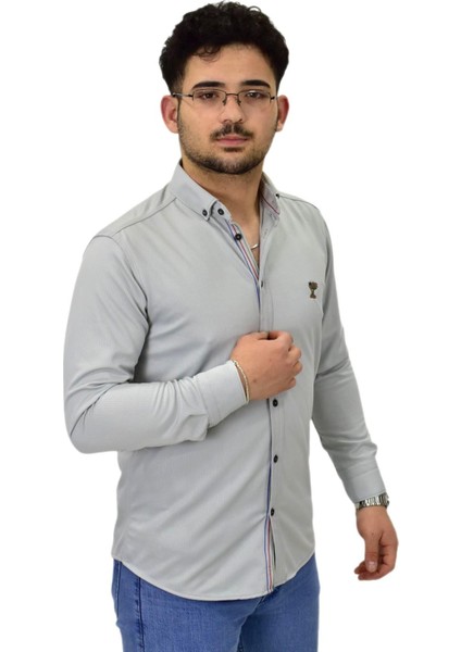 Erkek Spor Silim Fit Uzun Kol Gömlek BGL-ST04483