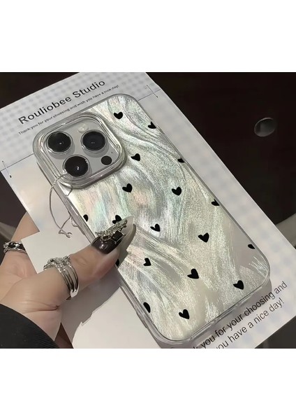 Simli Kalp Desenli Apple iPhone 16 Telefon Kılıfı