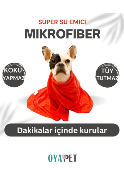 Luxury 5'li Pet Kuaför Havlusu Seti Microlux® Süper Su Emici Hızlı Kuruyan Yıkanabilir Havlu Set - Kırmızı 1 Adet
