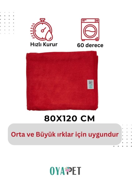Luxury 5'li Pet Kuaför Havlusu Seti Microlux® Süper Su Emici Hızlı Kuruyan Yıkanabilir Havlu Set - Kırmızı 1 Adet