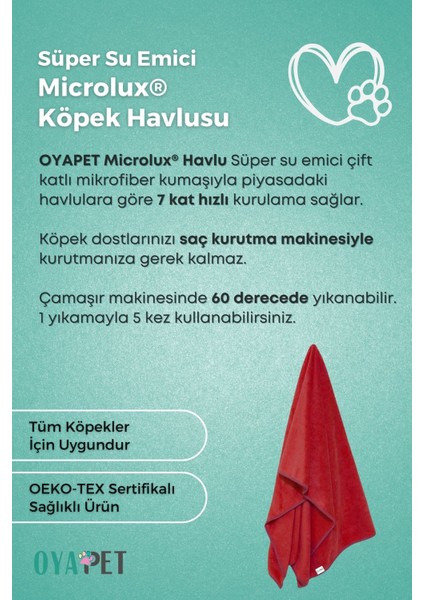Luxury 5'li Pet Kuaför Havlusu Seti Microlux® Süper Su Emici Hızlı Kuruyan Yıkanabilir Havlu Set - Kırmızı 1 Adet
