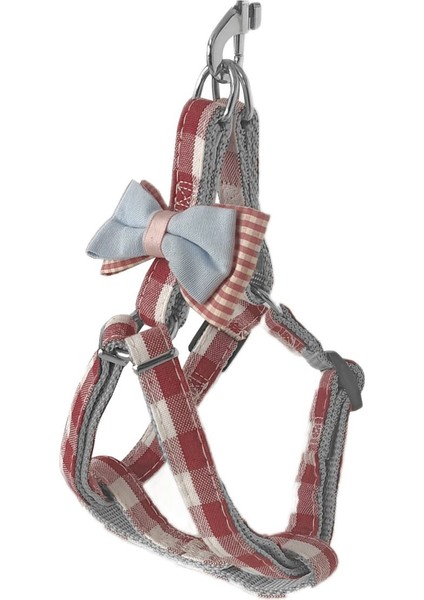 Luxury Fırsat Byr Köpek Göğüs Tasma Seti Ekose Desenli Papyonlu 1.5 Cm*35-48 cm Kırmızı Yeni 1 Adet