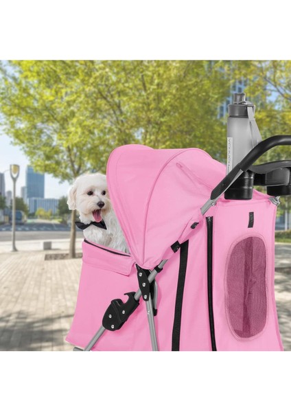 Luxury Pembe Küçük Köpek Arabası - 15 Kg'a Kadar Taşıma Kapasitesi, Katlanabilir Ultra Hafif Tasarım 1 Adet