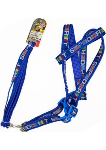Luxury Euro Dog Köpek Uzatma Tasması ve Göğüs Tasması Takımı Mavi/beyaz 20 mm 120 cm 1 Adet