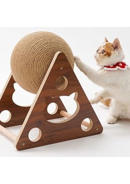Luxury Tineke Ahşap Ipli Kedi Oyuncagi Topu Kedi Tırmalaması (Büyük Boy Tirmalama Top) 1 Adet