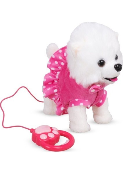 Luxury Toysturka Pilli Sesli Tasmalı Yürüyen Sevimli Köpek Tasmalı Köpek Pembe 1 Adet