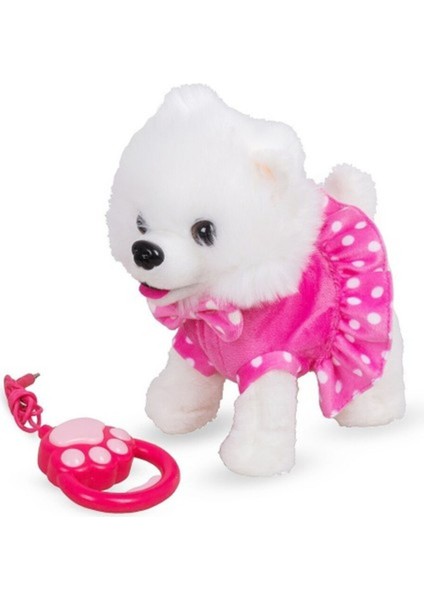 Luxury Toysturka Pilli Sesli Tasmalı Yürüyen Sevimli Köpek Tasmalı Köpek Pembe 1 Adet