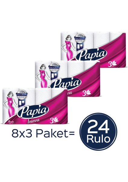 Inova Kağıt Havlu 24 Rulo (8 Rulo x 3 Paket)