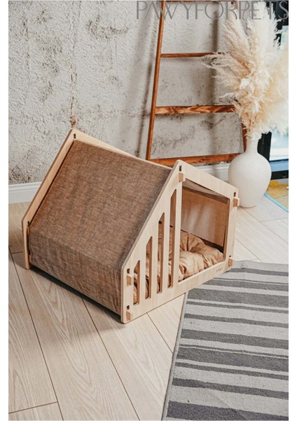 Luxury Köpek ve Kedi Yatağı - Ahşap - Evim 1 Adet