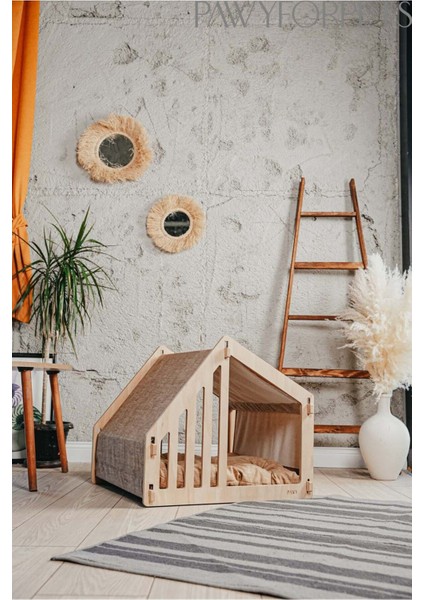 Luxury Köpek ve Kedi Yatağı - Ahşap - Evim 1 Adet