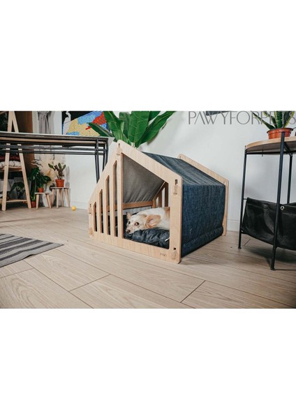 Luxury Köpek ve Kedi Yatağı - Ahşap - Evim 1 Adet