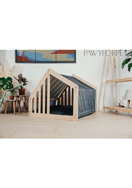 Luxury Köpek ve Kedi Yatağı - Ahşap - Evim 1 Adet